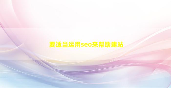 要适当运用seo来帮助建站